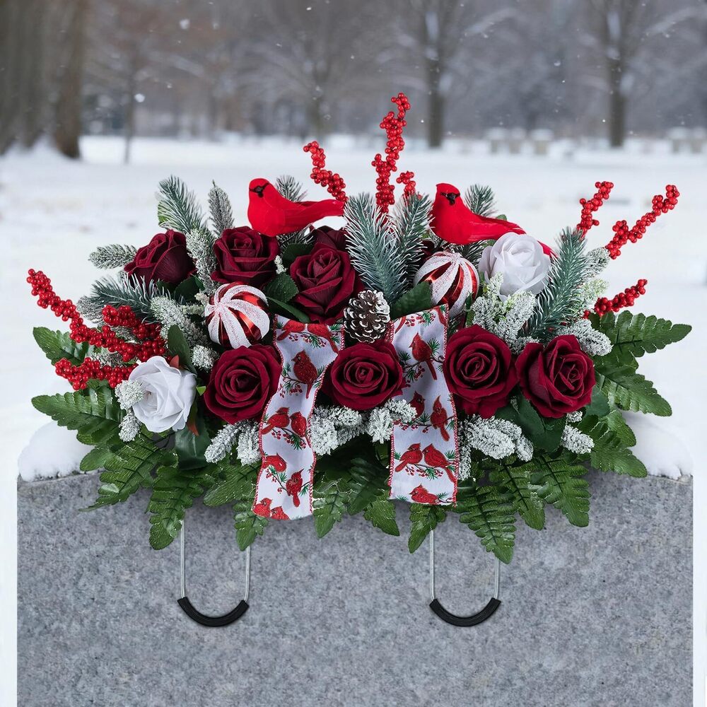 4362 Christmas Headstone Flower Saddle: Outdoor Grave Decorations